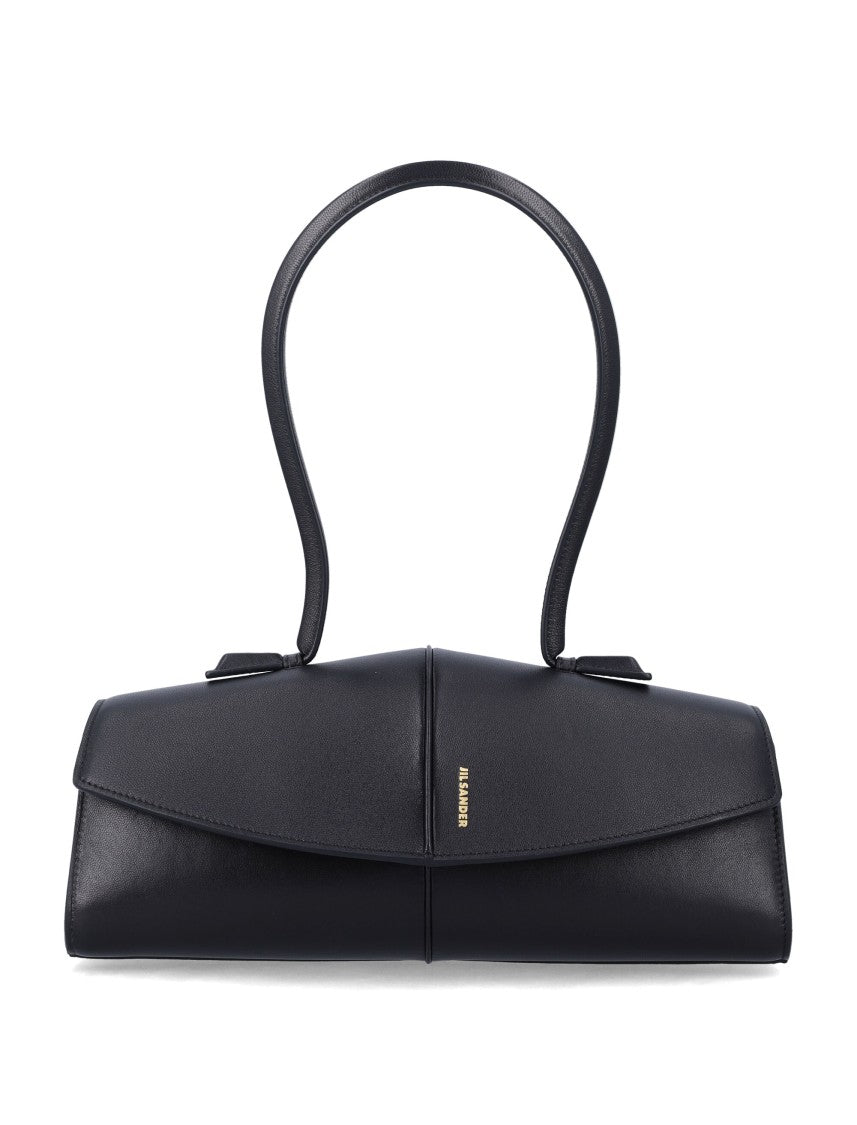 Jil Sander Linea Shoulder Black Leather Bag