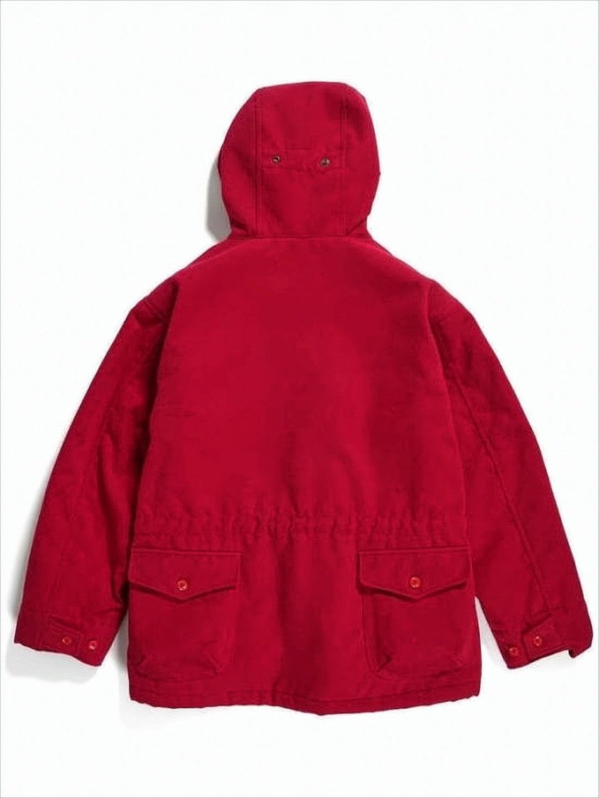 Engineered Garments Red Hooded Jacket With Flap Pockets