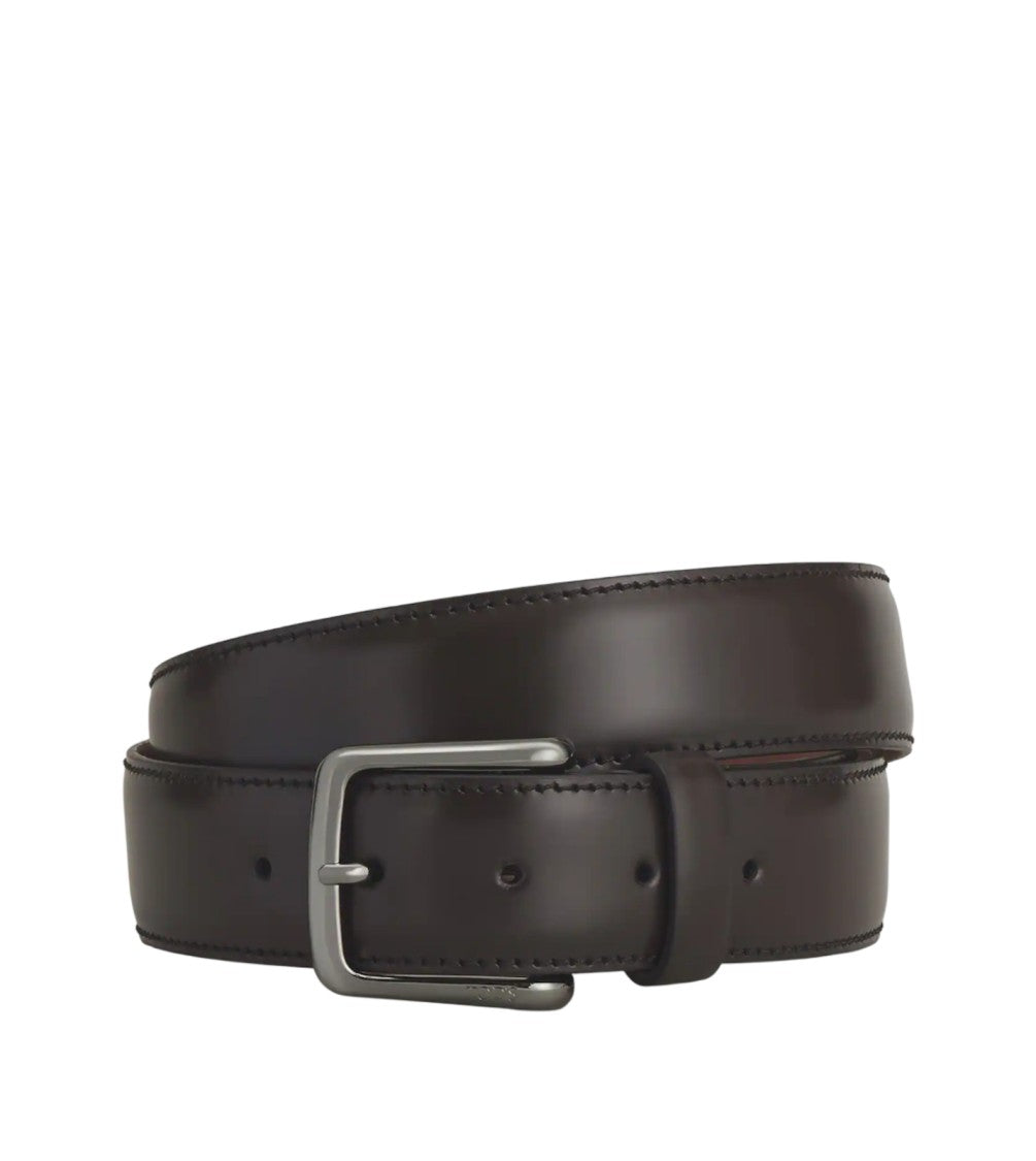 Tod's Refined Calfskin Leather Belt With Polished Finish
