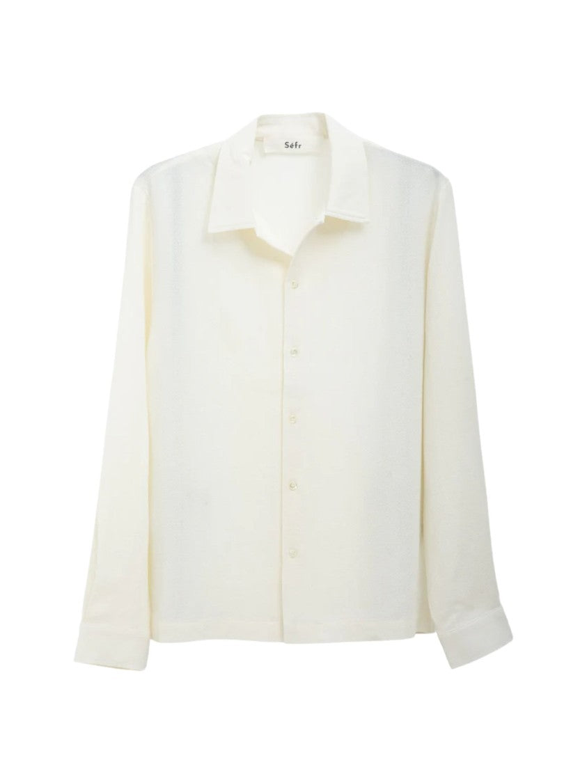 Séfr Relaxed Fit White Shirt With Classic Collar And Textured Finish