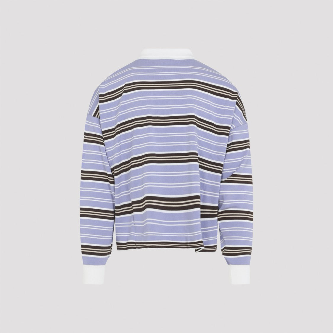 Celine Lilac Cotton Polo Sweater With Contrasting Stripe Design