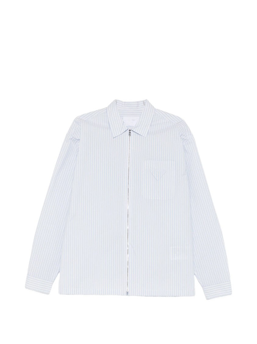 Prada Zip-Up Vertical Stripe Shirt
