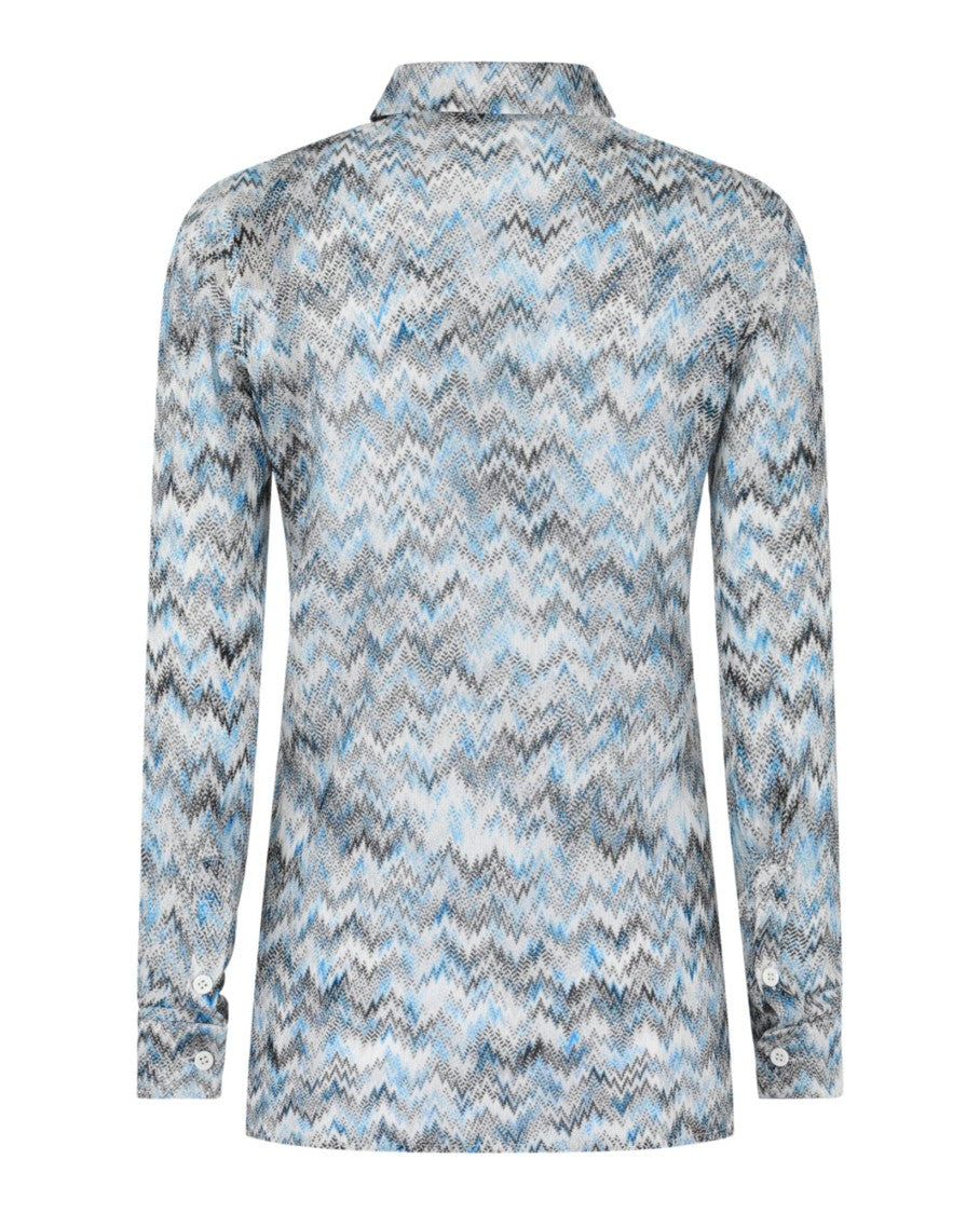 M Missoni Sheer Chevron Print Button-Up Shirt