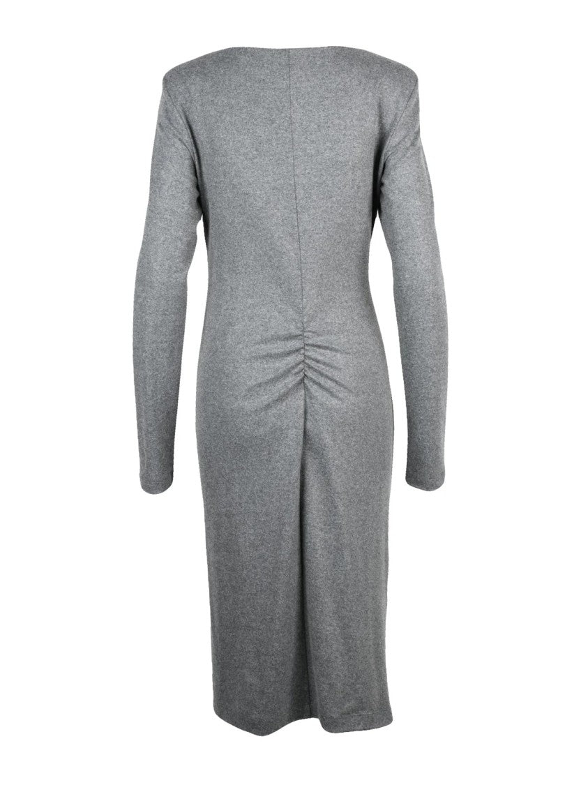 Pinko Grey Technical Blend Almundena Ruched Long Dress
