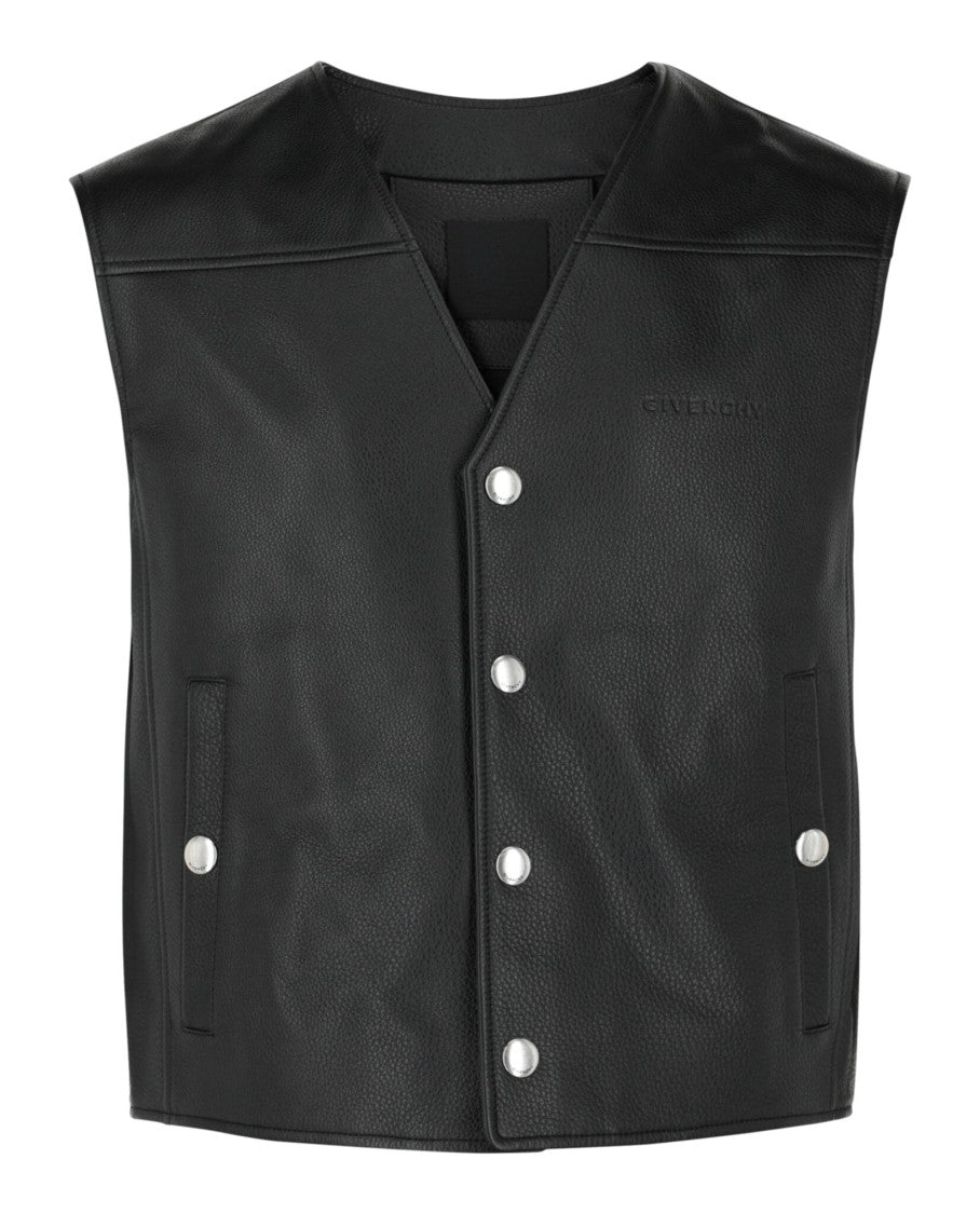 Givenchy Logo Leather Snap Vest