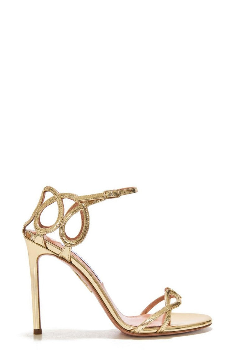 Aquazzura Gold Calfskin Knotted Ankle-Strap Heel