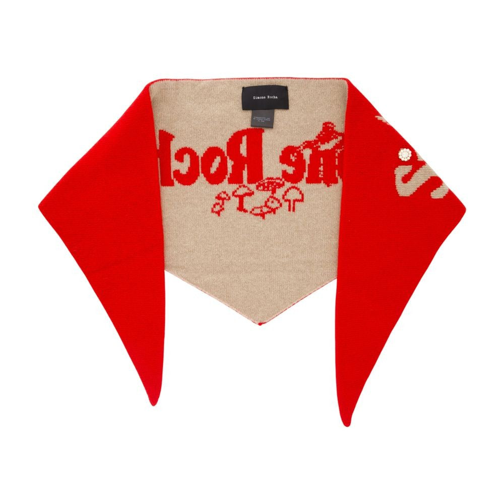 Simone Rocha Triangular Wool Scarf With Bold Red Exterior