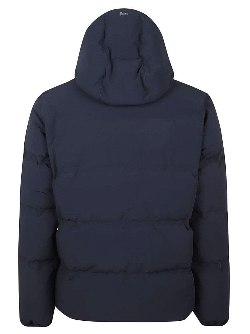 Herno Padded Quilted Down Jacket With High Collar And Hood