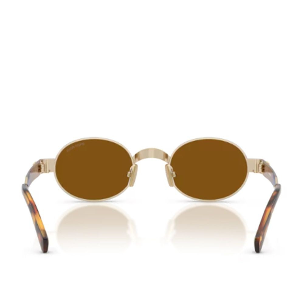 Miu Miu Compact Oval Sunglasses With Satin Gold-Tone Frame
