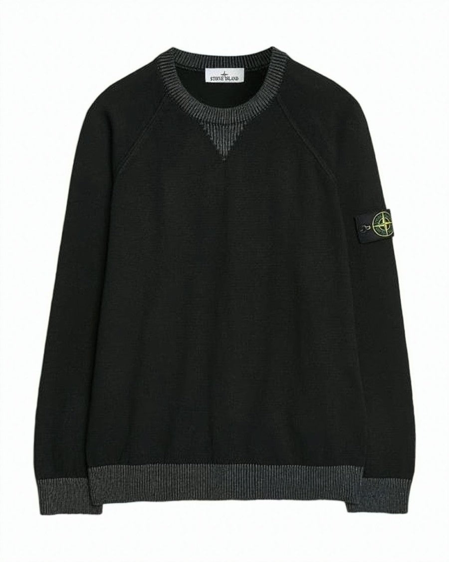Stone Island Crewneck Sweatshirt With Contrasting Ribbed Detailing