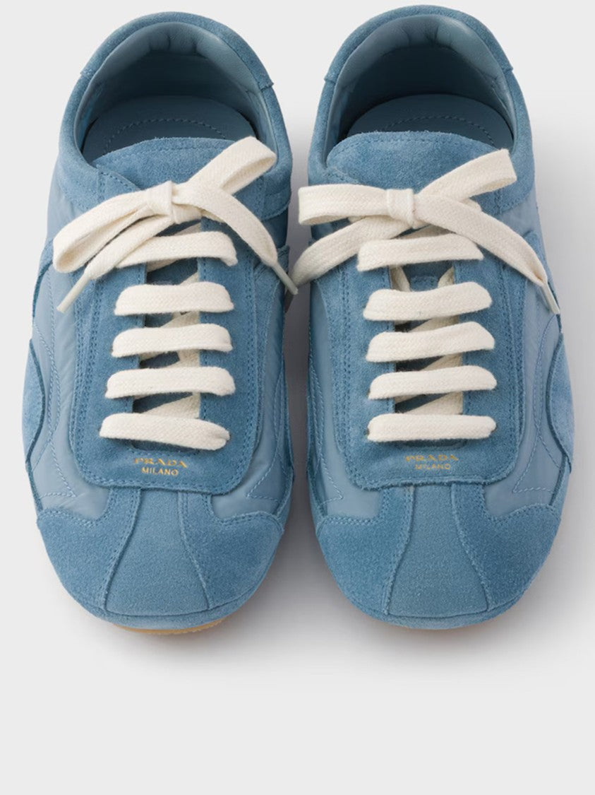 Prada Blue Montecarlo Suede/Fabric Panels Sneakers