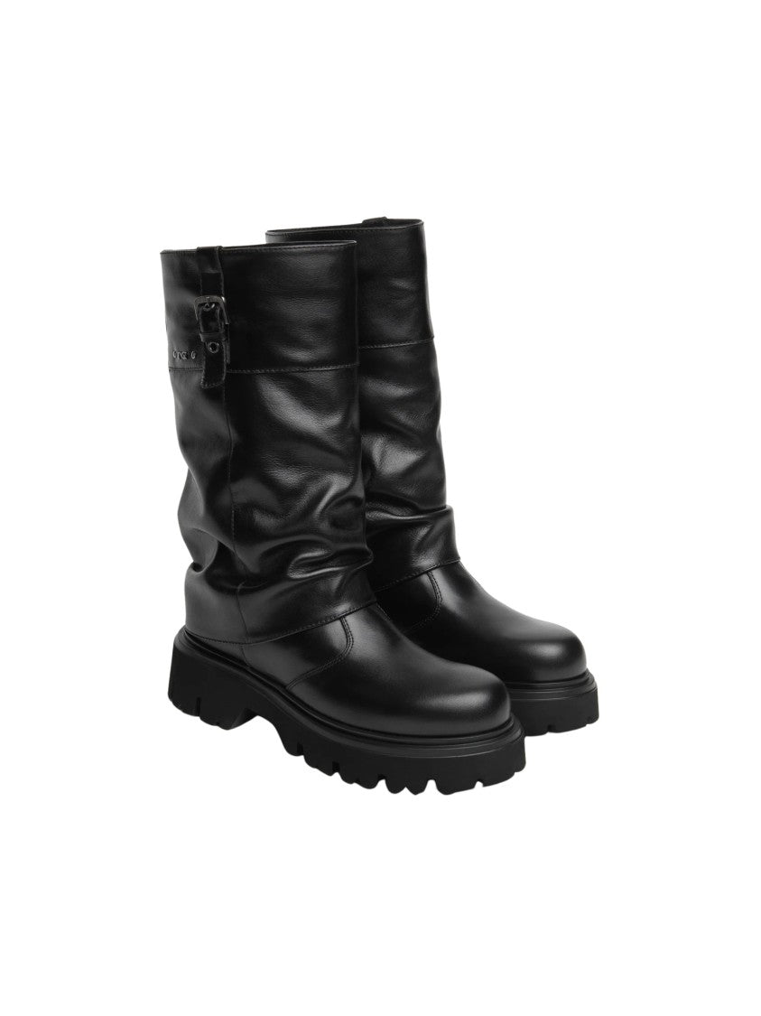 Nero Giardini Eva Fontain Slouched Design Leather Boots