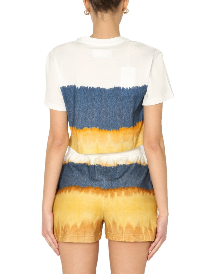 Alberta Ferretti Cropped Printed Cotton T-Shirt