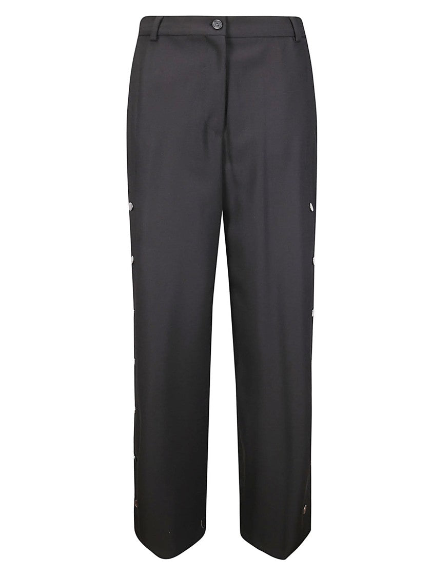 Sportmax Elegant Tailored Pants With Side Slits And Signature Snap Buttons