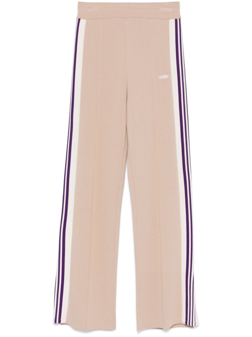 Autry High-Waisted Sand Trousers With Contrasting Stripes