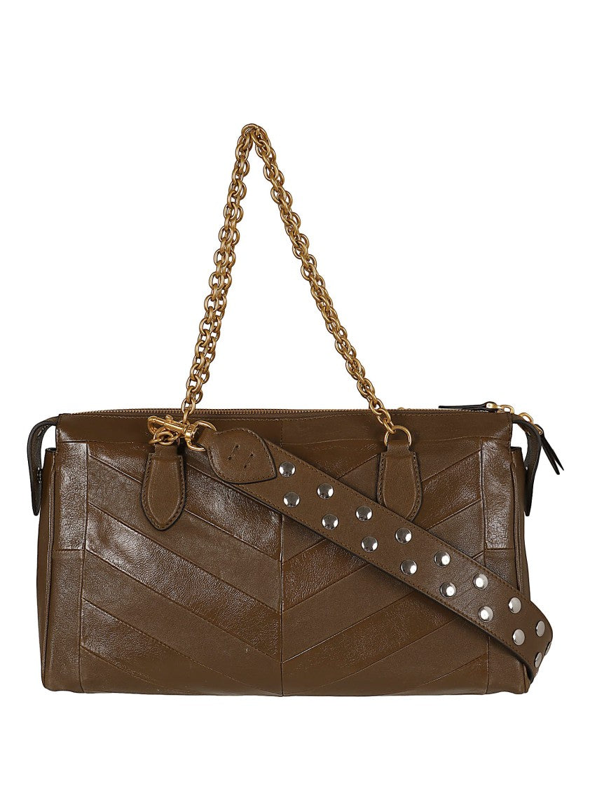 Valentino Garavani Medium Tote With Chevron Patchwork And Signature Embellishments