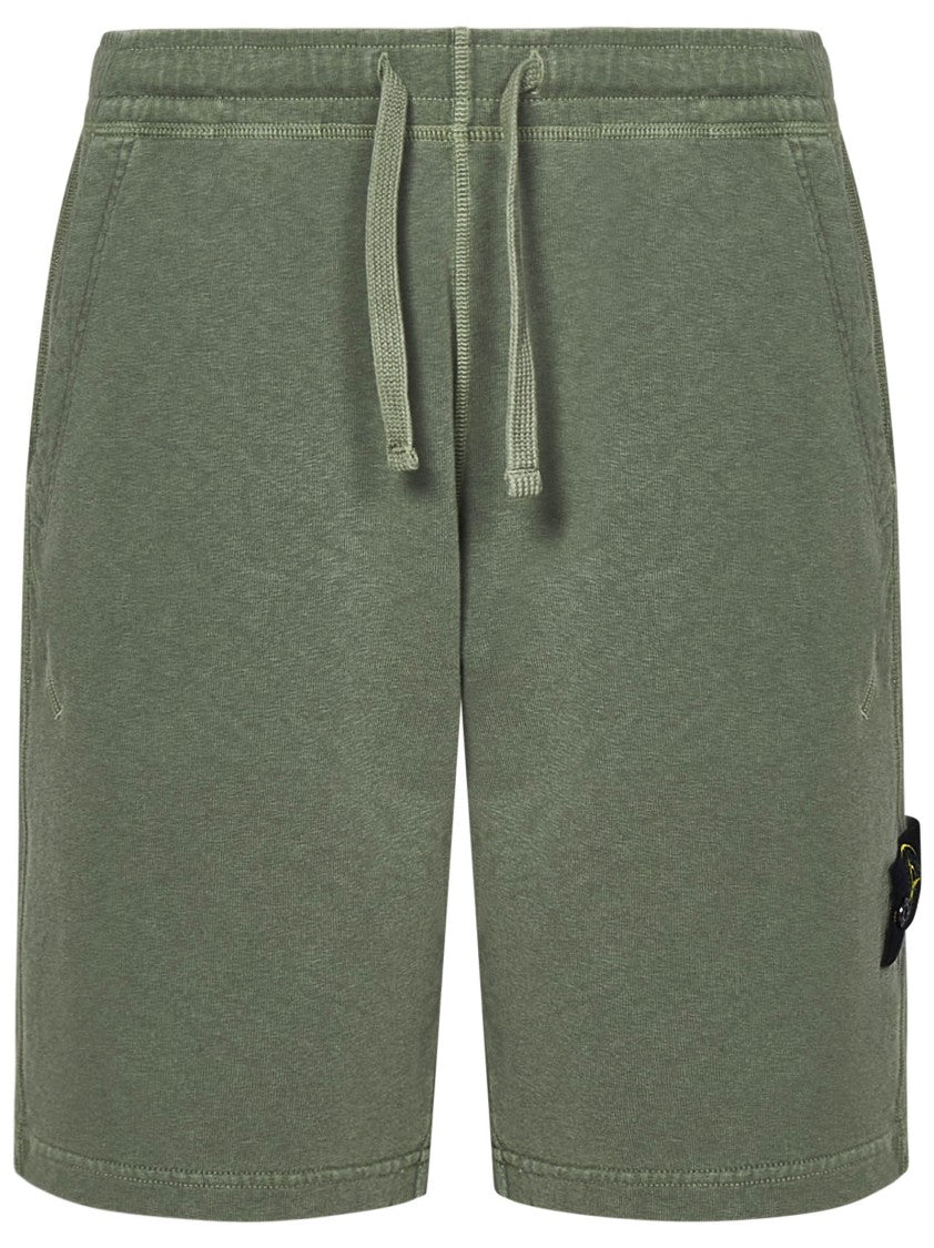Stone Island Relaxed Fit Green Shorts With Drawstring