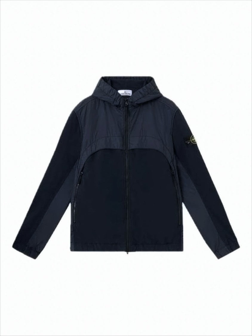 Stone Island Hooded Casual Jacket With Color-Blocked Design