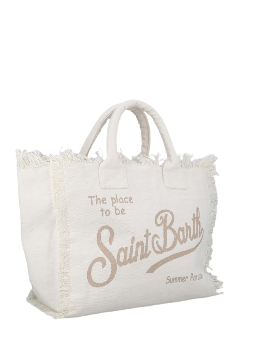 Mc2 Saint Barth White Fringed Tote Bag