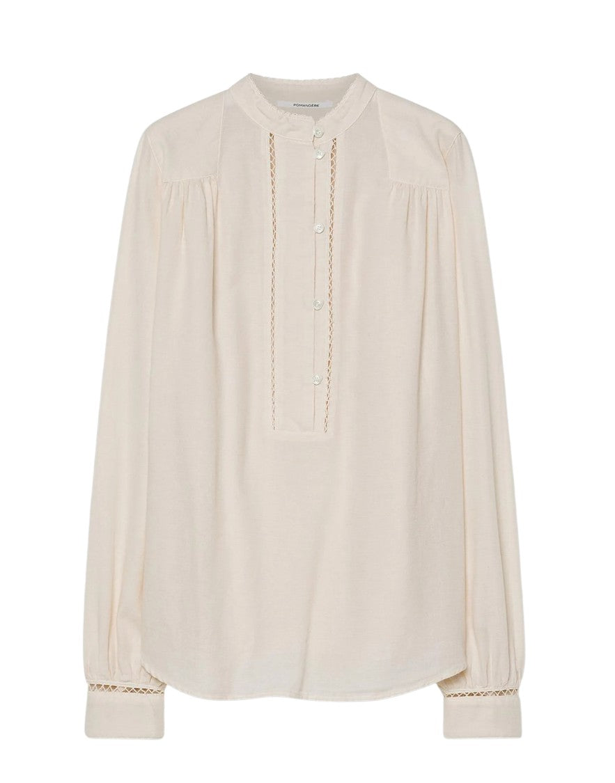 Pomandère Calce Lace Trimmed Cotton-Wool Polo Shirt