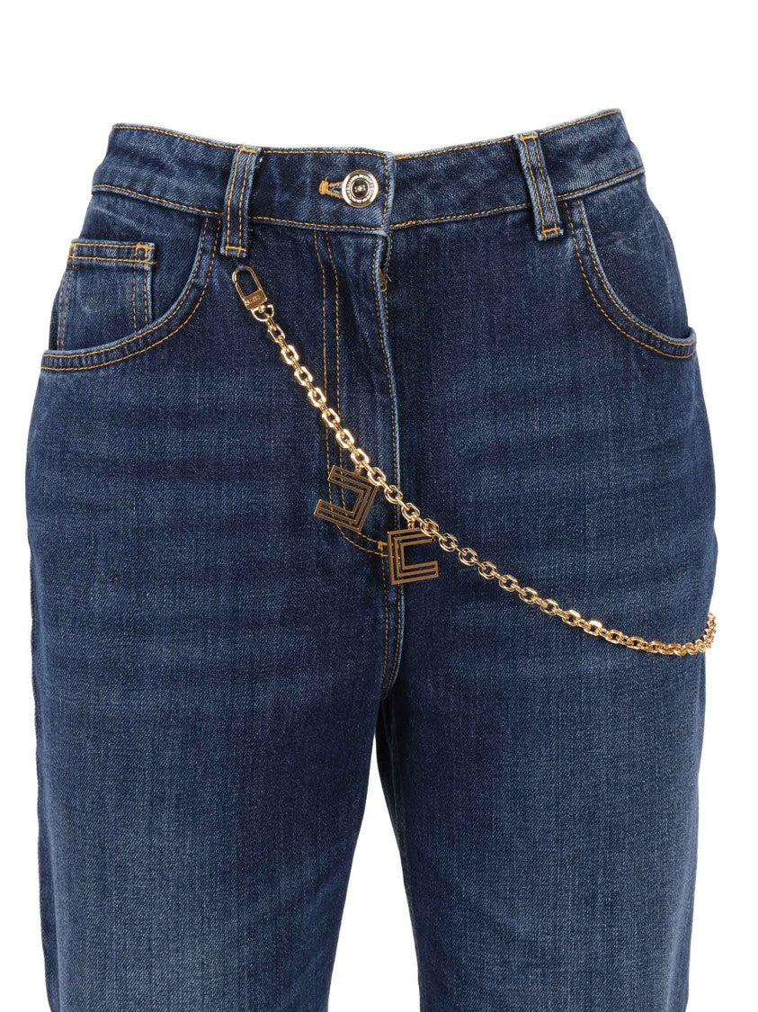 Elisabetta Franchi Relaxed Fit Jeans With Gold Chain Detail