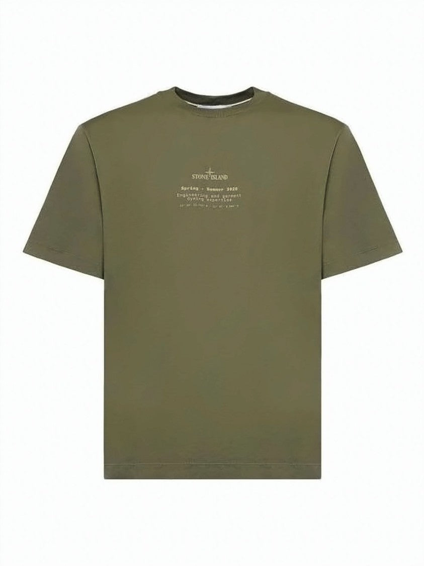 Stone Island Olive Green Cotton Short-Sleeve T-Shirt