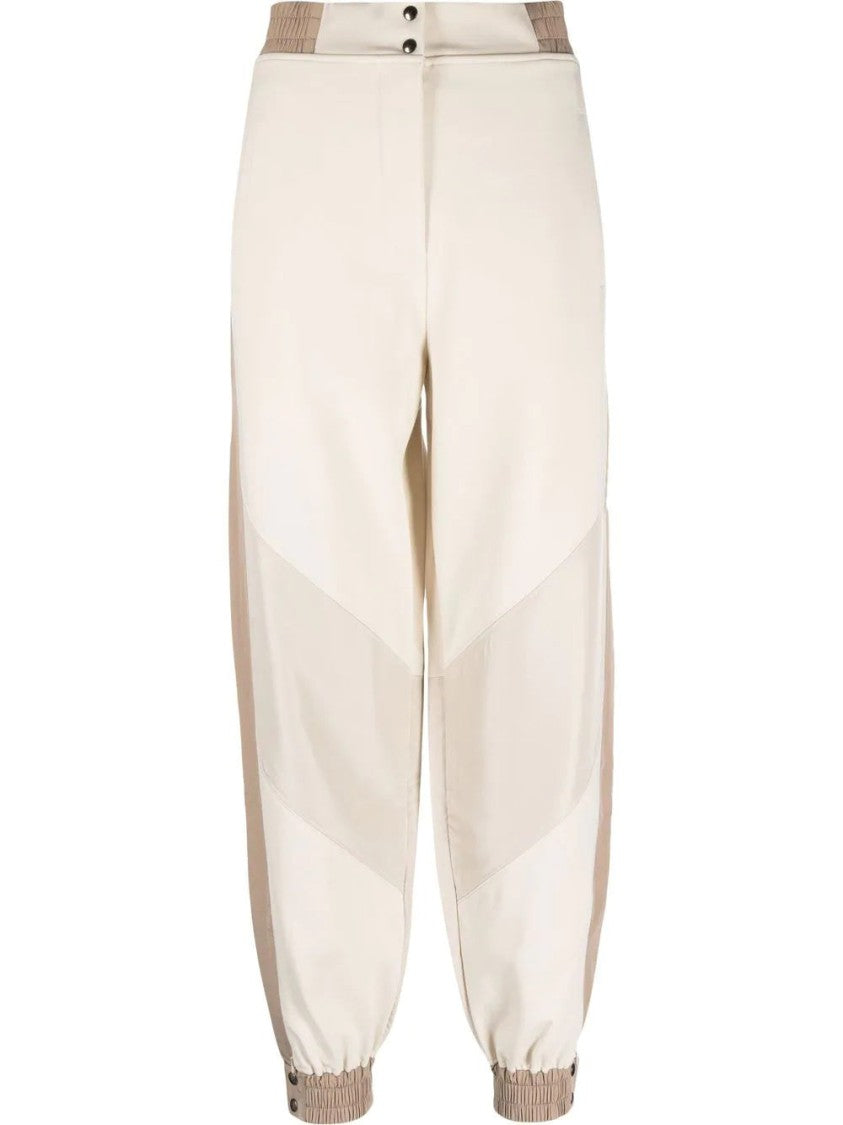 Eleventy Beige Color-Block Sweatpants With High Waist And Button Details