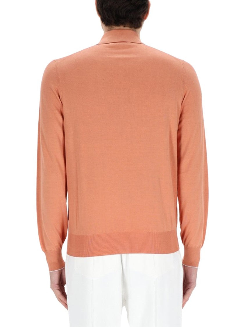 Brunello Cucinelli Long-Sleeve Knit Cotton Polo Shirt