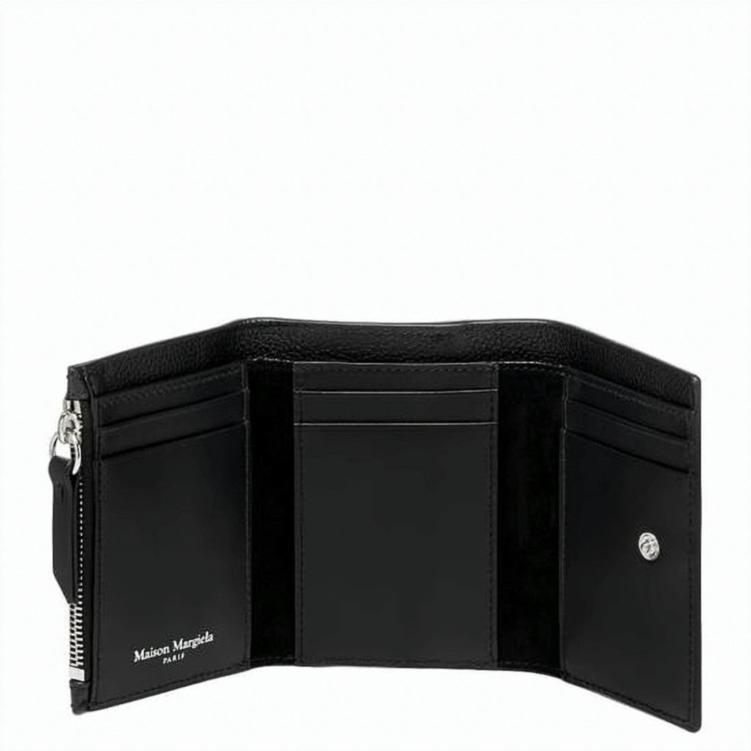 Maison Margiela Textured Calf Leather Tri-Fold Wallet With Distinctive Stitching