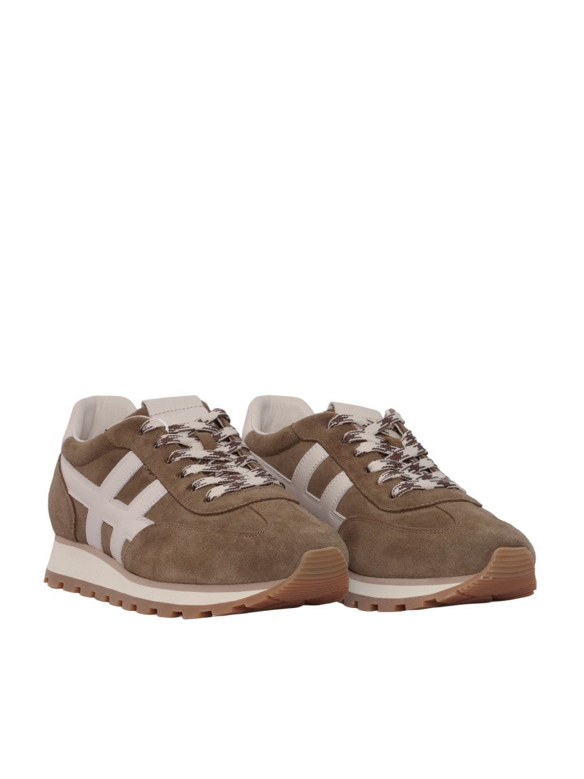 Hogan H701 Calfskin Suede Contrasting Sneakers