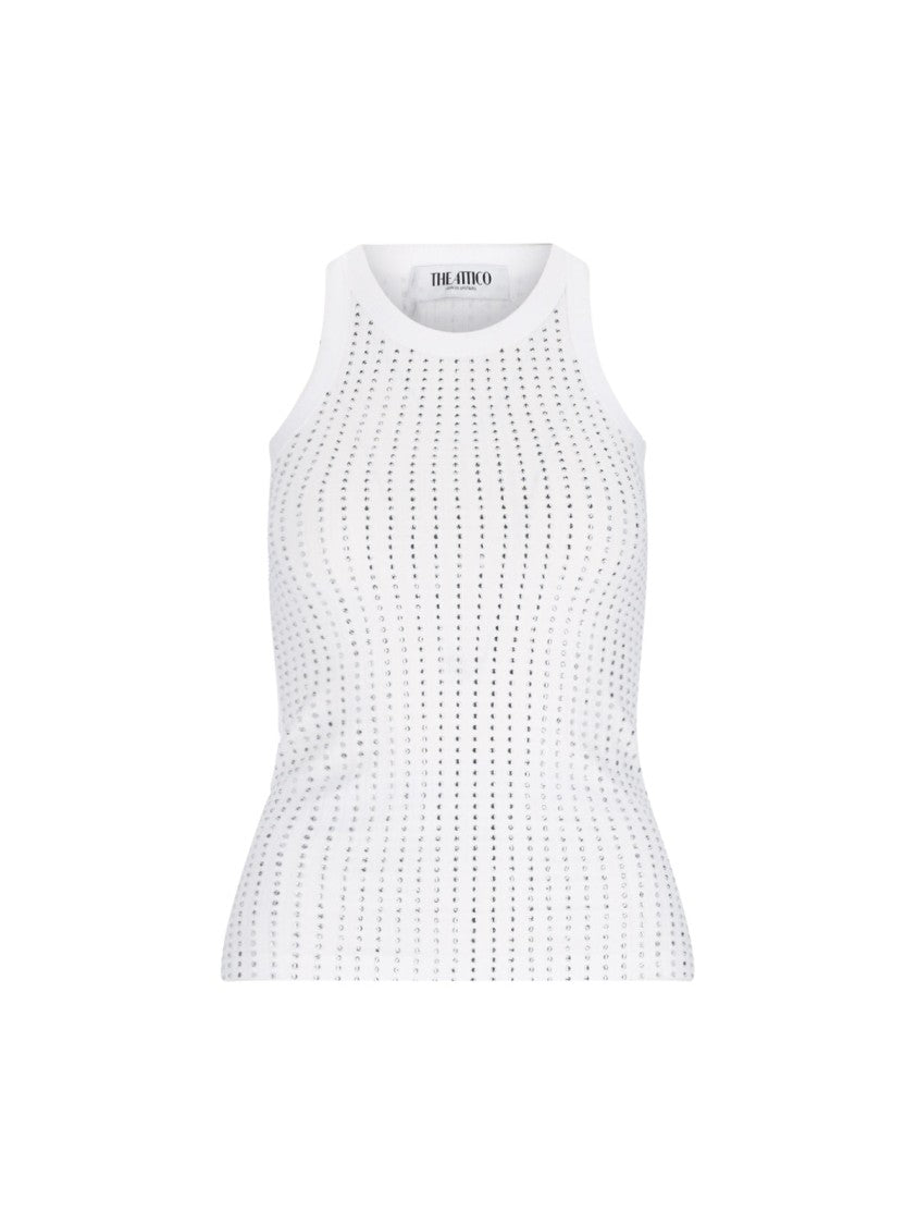 The Attico Crystal Tank Top – White