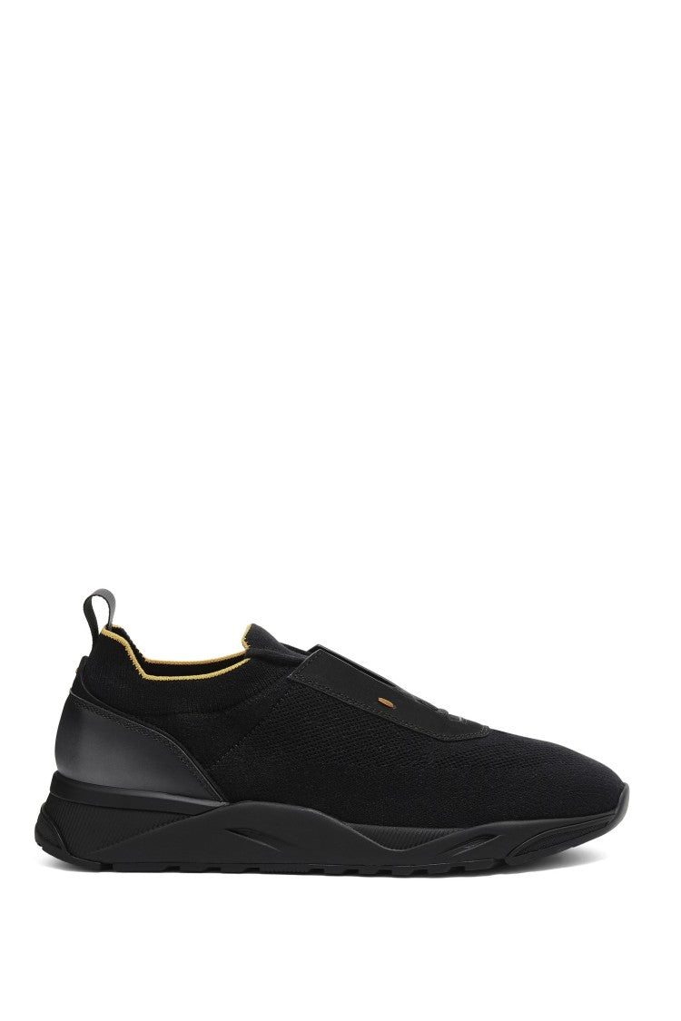 Santoni Stretch Fabric Slip-On Sneakers