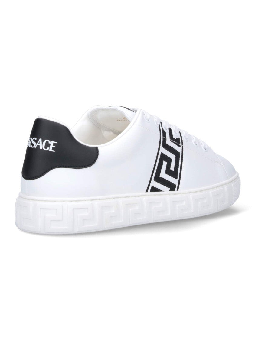 Versace 'Greca' Embroidered Sneakers – White