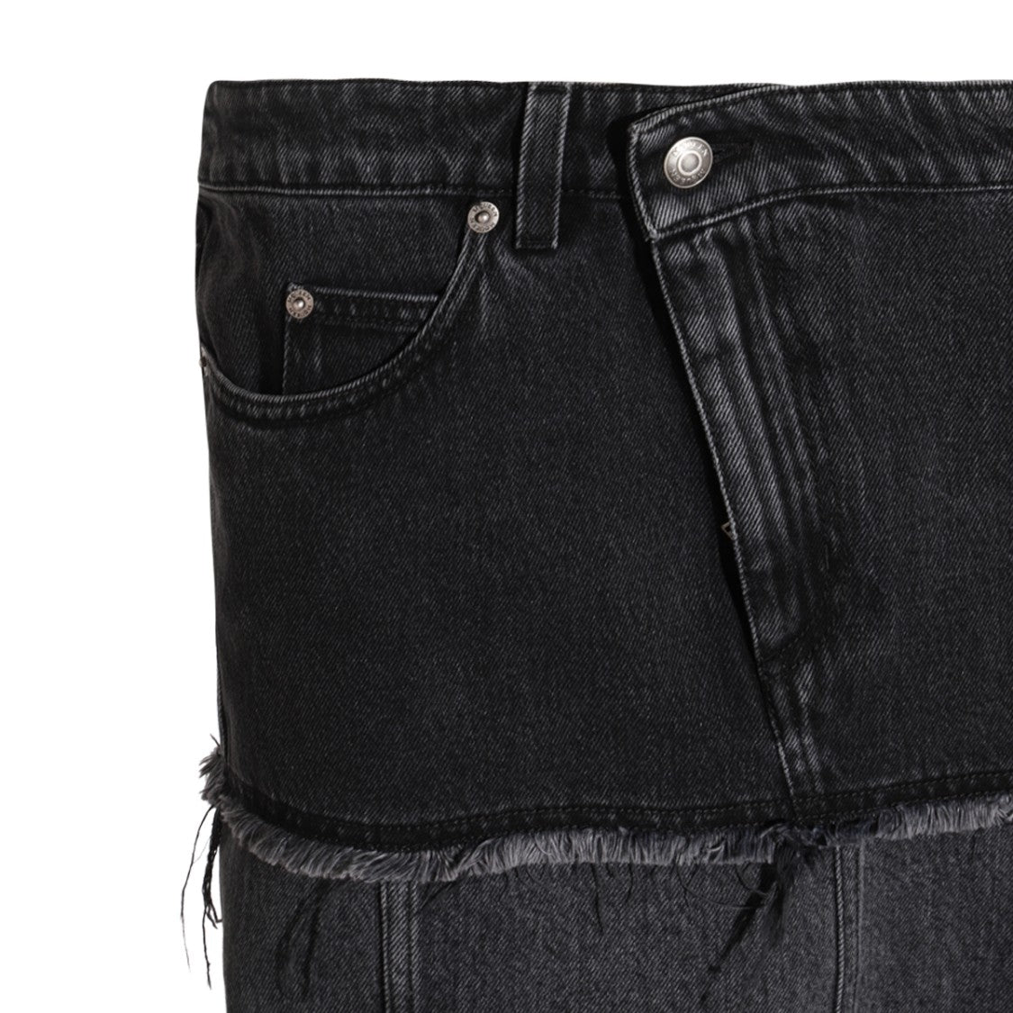 Alexander Mcqueen Black Cotton Denim Midi Skirt