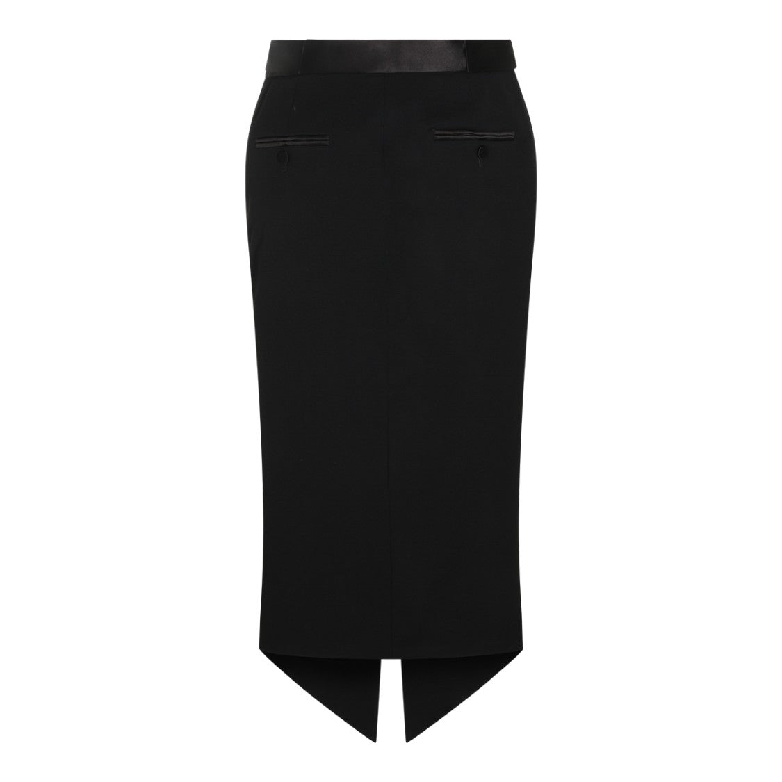 Tom Ford Mid-Waist Black Wool Skirt With Frontal Slit