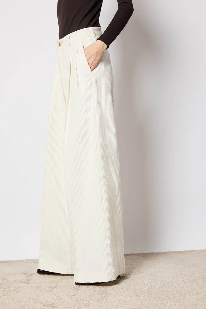 L.B.M. 1911 High-Waist Wide-Leg Pants With Ribbed Texture