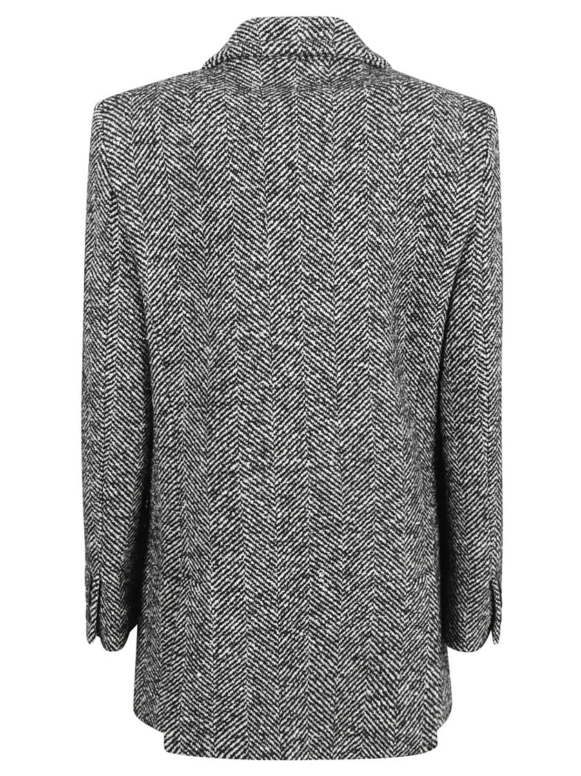 Moschino Herringbone Pattern Tailored Coat