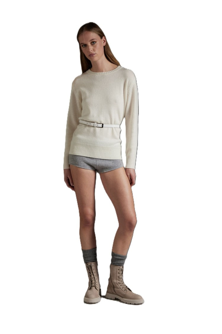 Kangra White Crewneck Wool Sweater