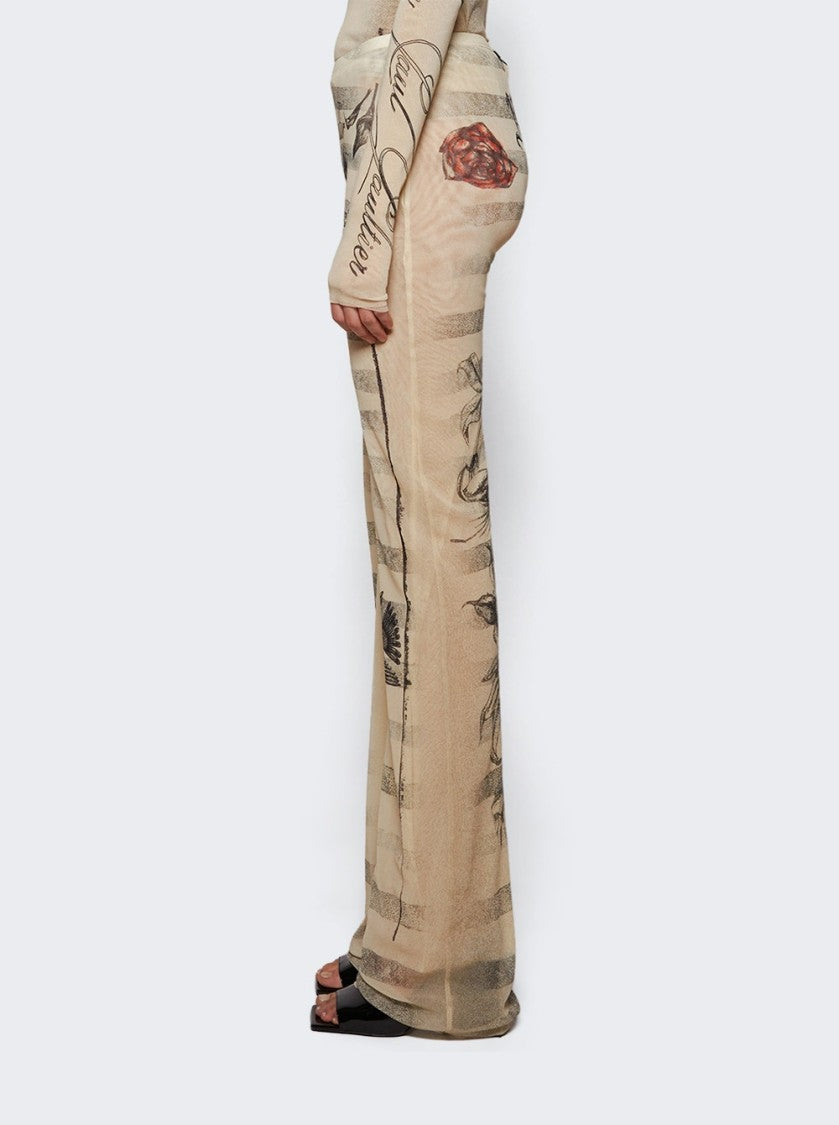 Jean Paul Gaultier Mesh Tattoo Marinière Pants Ecru