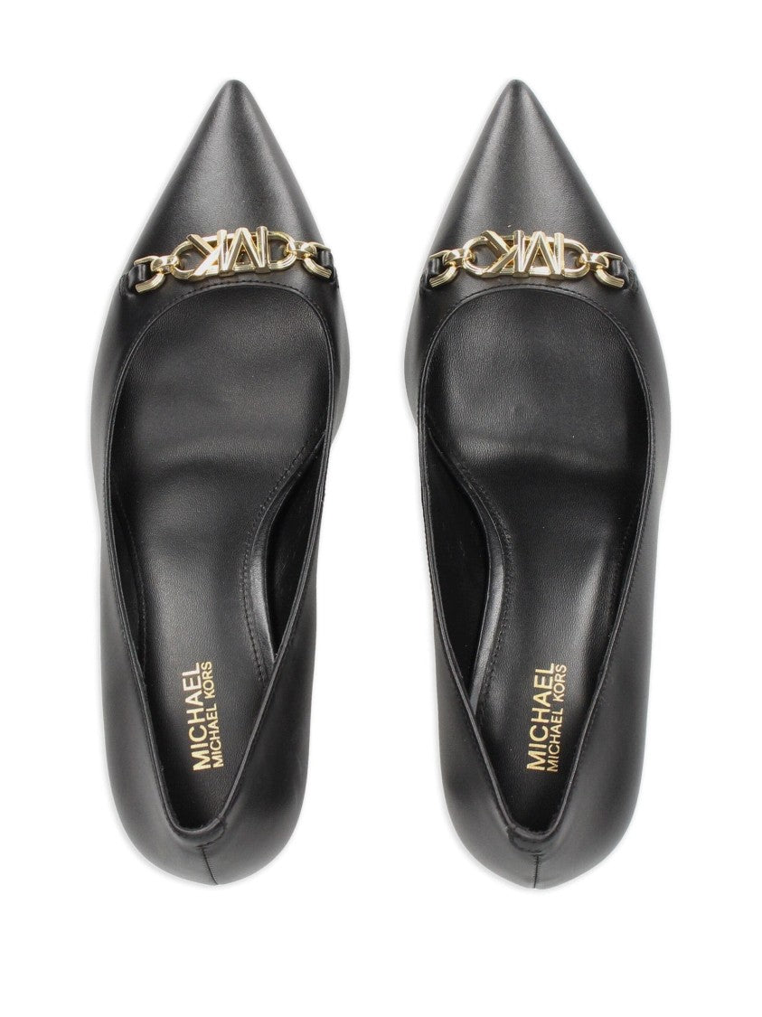 Michael Kors Black Pumps With Decorative Gold Chain Detail