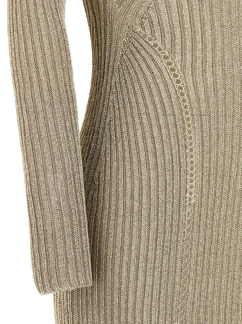 Self-Portrait 'Gold Lurex Knit Maxi' Dress