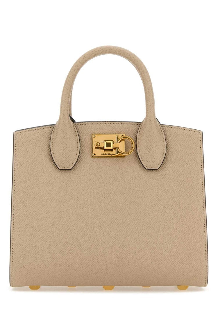 Salvatore Ferragamo Cappuccino Leather Small Studio Box Handbag