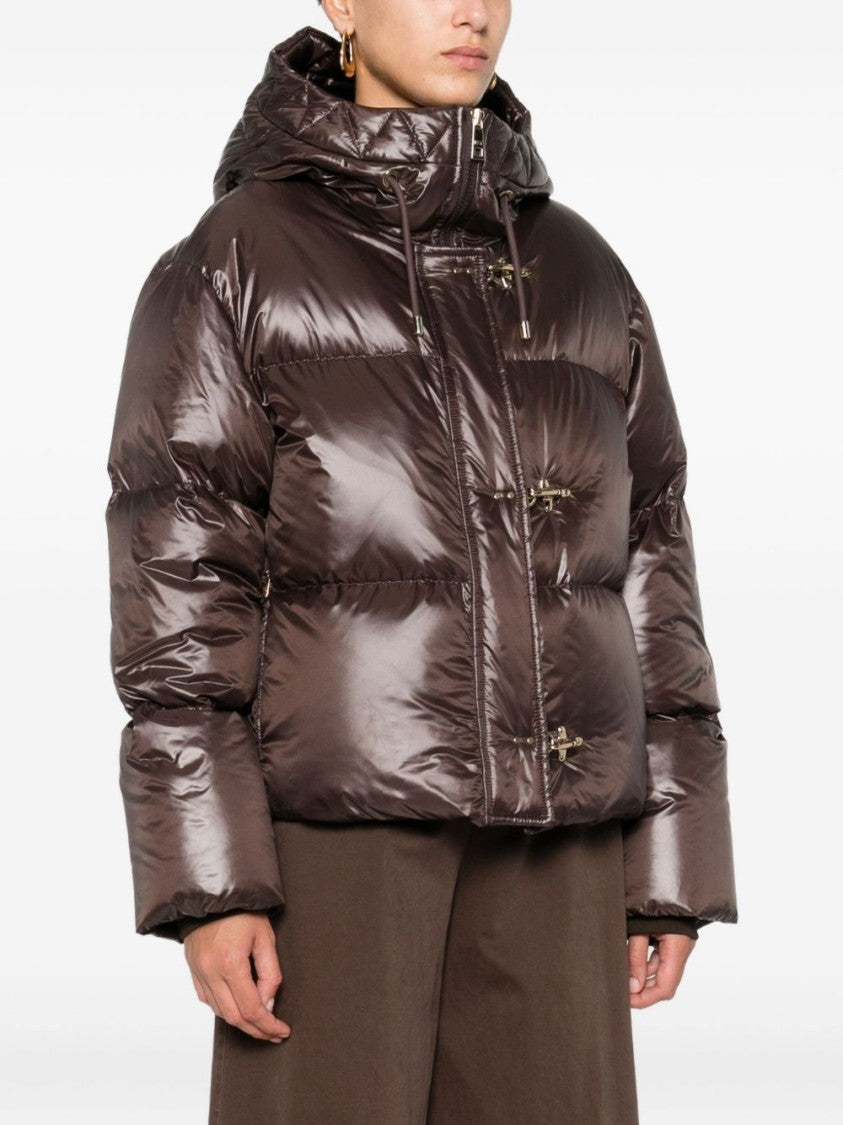 Fay Cropped Hooded Puffer Jacket With Quilted Design