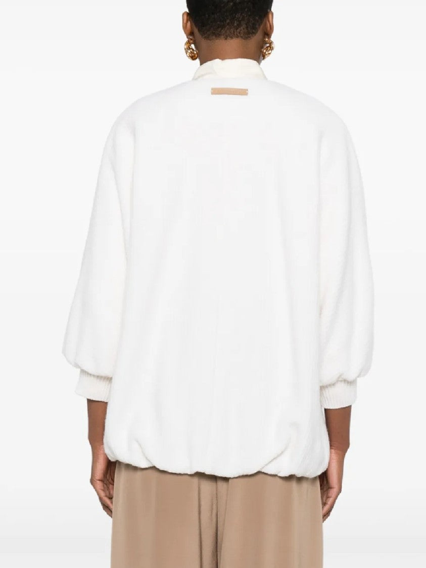 Max Mara Soft Plush Jacket With Gathered Sleeves