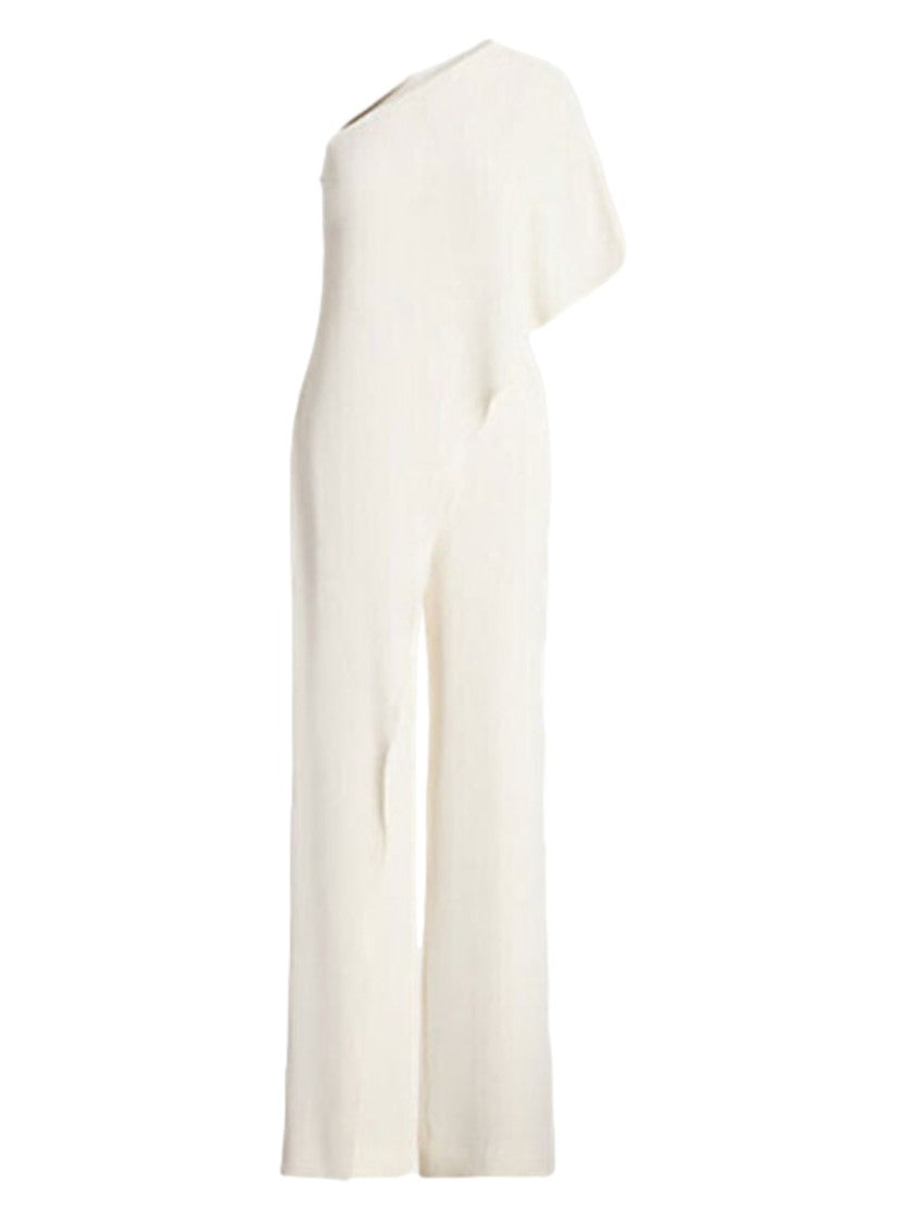 Lauren Ralph Lauren Fluid Asymmetrical Neckline Jumpsuit In Natural Tone