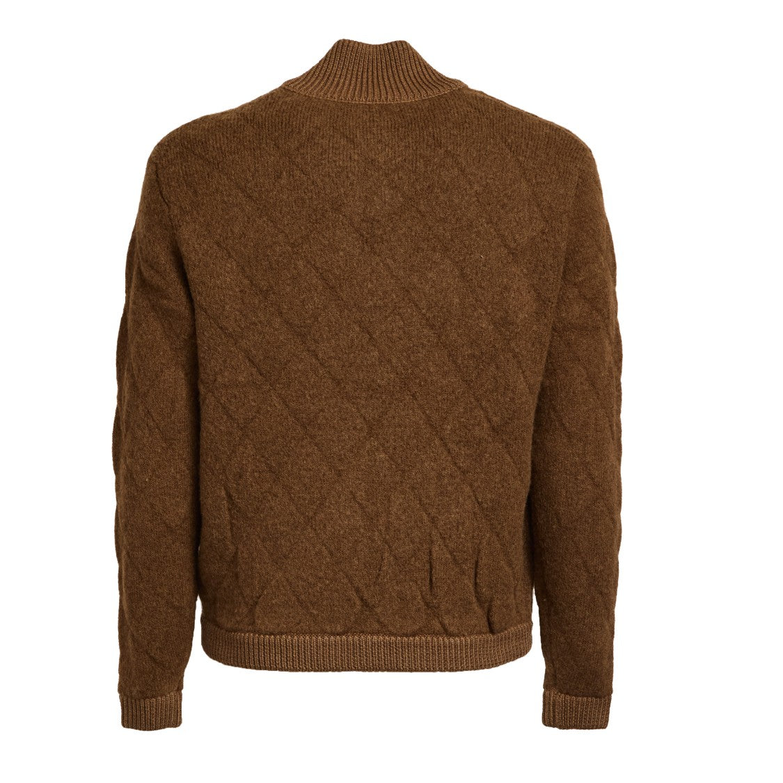 Rakki' Quilted Brown Bomber Jacket With Ribbed Details