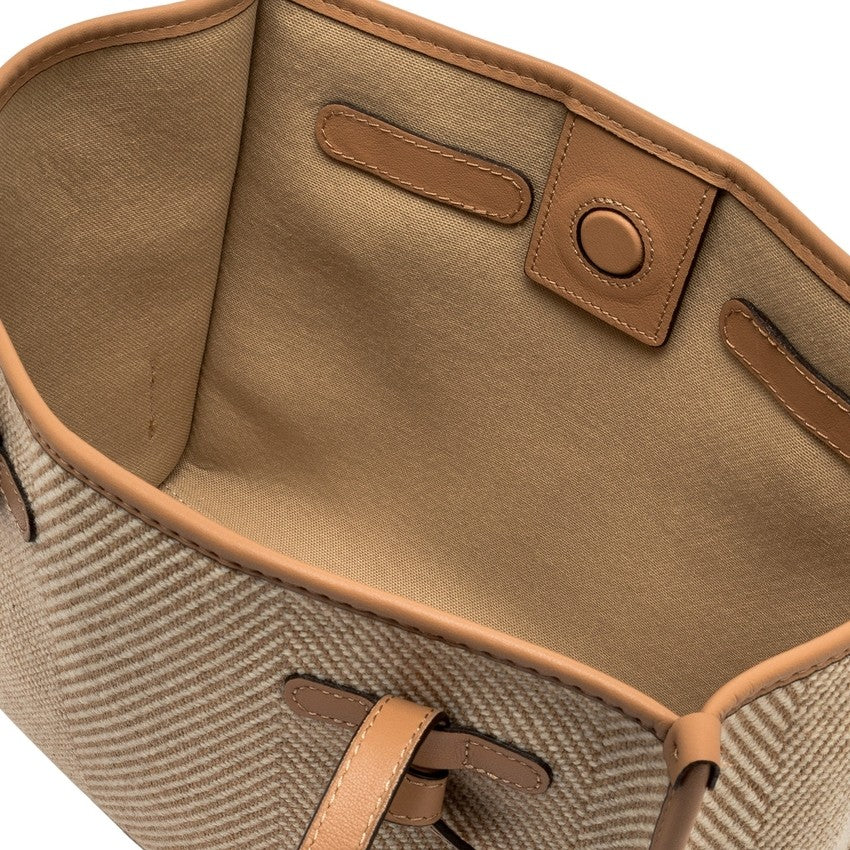 Marcella Structured Herringbone Wool Tote Bag