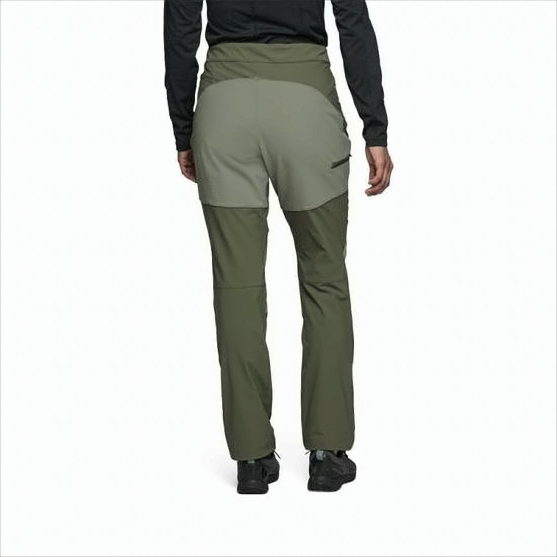Black Diamond Two-Tone Straight Pants With Built-In Belt And Reinforced Areas