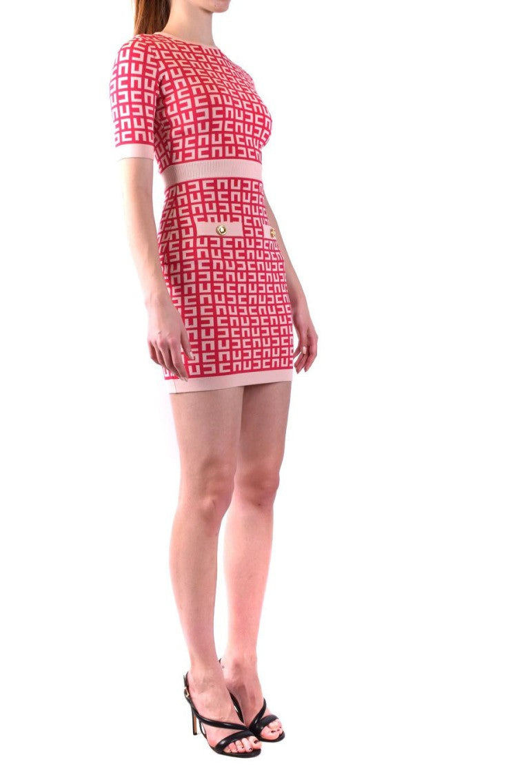 Elisabetta Franchi Red Monogram Pattern Minidress