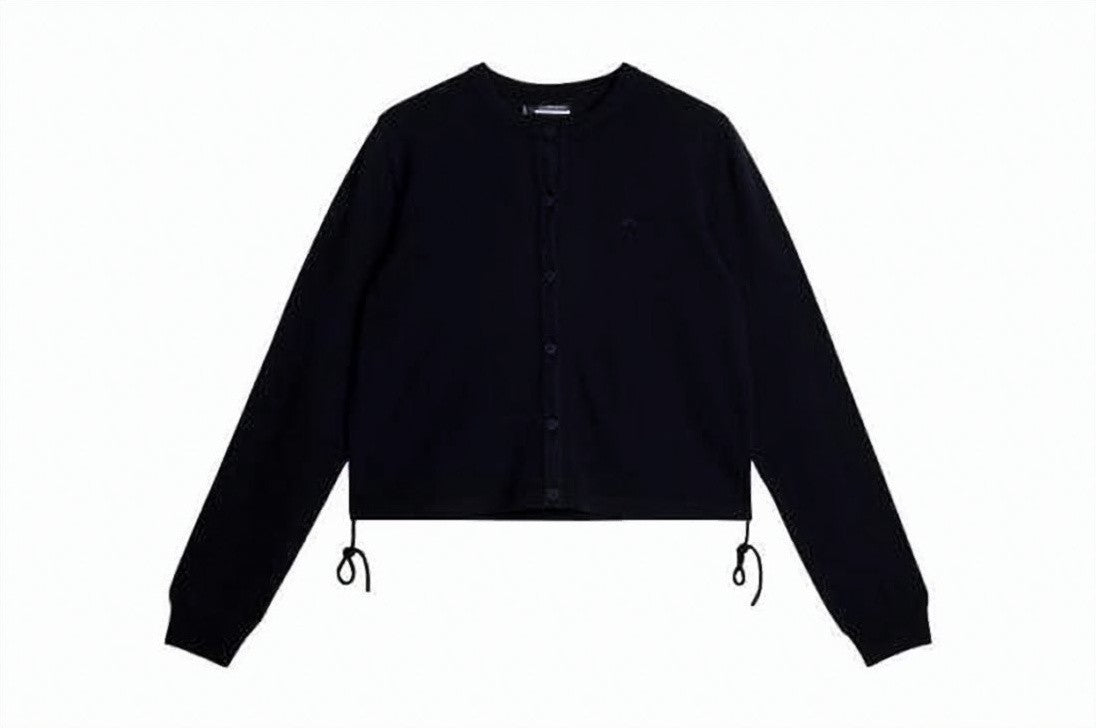 J Lindeberg Button-Up Black Merino Wool Sweater